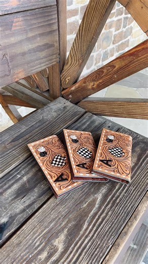 Discover our handcrafted tooled leather wallets, combining style and durability. Elevate your accessory game today! ⚡️♠️🃏 Western-linens.com | Western Linens