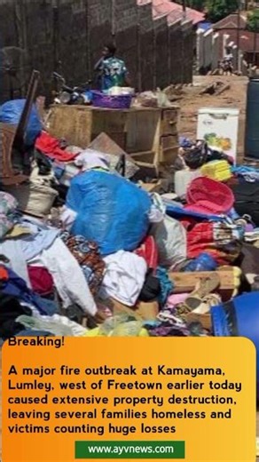 A major fire outbreak at Kamayama, Lumley, west of Freetown