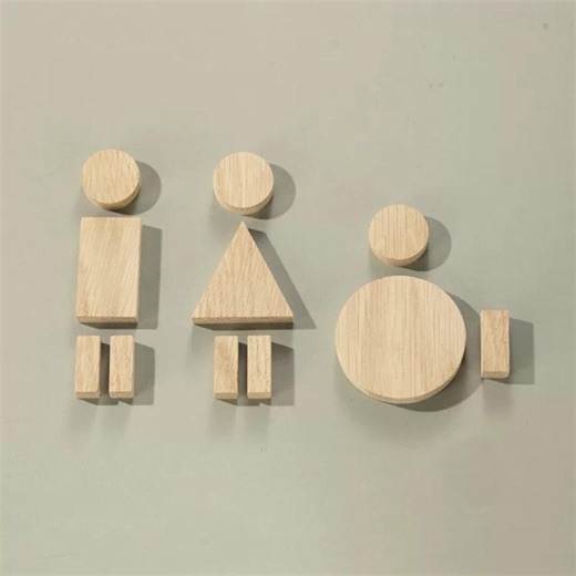 3D Wooden Restroom Sign, Washroom Sign, Bathroom Sign, Toilet Sign, Men Women WC Door Sign, Gender Logo Sign, White Oak Plaque, Wall Signage - Etsy