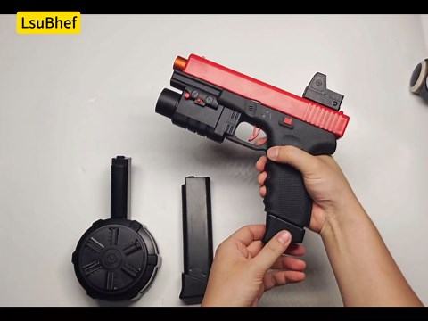 Gel Blaster Toys X2 for Ages 14 & Up and Adults,Full Auto Splatter-Blaster with Drum,Long Hopper,Safety Light and Goggles for Activities Team Game,Red