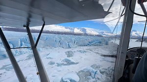 Flying over Matanuska Glacier near Anchorage in a Super Cub Plane. Here’s the view from inside the plane as we flew over the shelf of the glacier. #wessnyderphotography #anchoragealaska #matanuskaglacier #alaskanadventure | Wes Snyder Photography