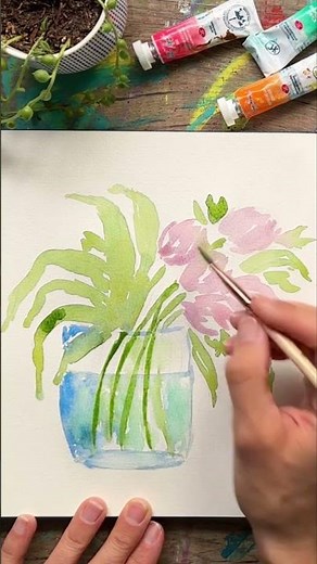 How to paint loose watercolor tulips for beginner painters