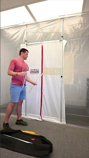 ZipWall® Magnetic Door in a 12 ft. Barrier - One Person, Minutes to Set Up!