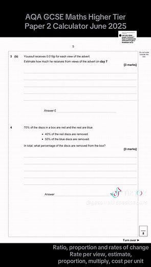 AQA GCSE Maths Higher Tier Paper 2 Calculator June 2025
