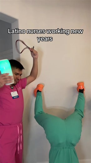 Latino Nurses Celebrating New Year's at Work