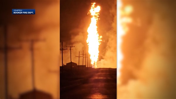 WATCH: Large flames shoot into sky after reported gas line explosion near Oklahoma Panhandle