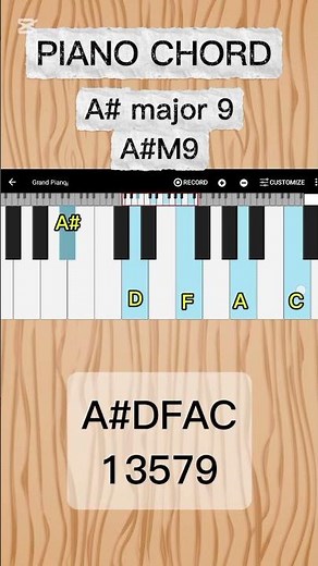 A# (major 9) chord on piano for beginners🎹❤️🎹❤️🎹 #piano#pianochords#music#youtubeshorts#shorts#song