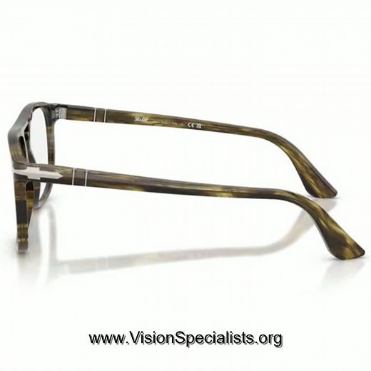 Persol Greta PO3329V Eyeglasses Full Rim Pilot Style Striped Black Olive Green1237