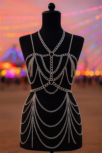 Silver Full Body Chain Dress – Rave Festival Outfit - Etsy