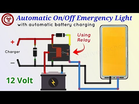 12v Automatic emergency light circuit with battery charger