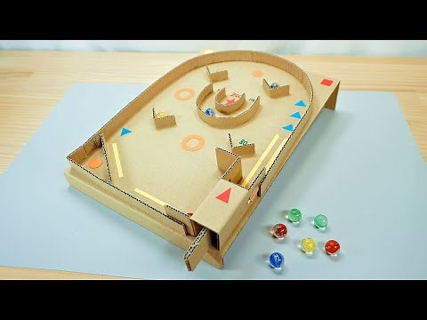 【ダンボール工作】ビー玉を上手に発射しよう‼コリントゲームの作り方 How to make a pinball machine