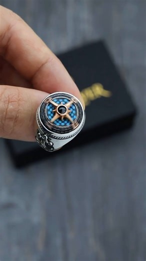 Designed to center you, the Spinner Compass Ring with Turquoise delivers calm and clarity. | Ottasilver