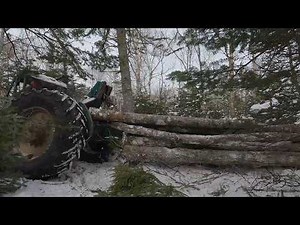 Cutting maple clumps AND great trick for skidding logs Timberjack skidder working in the woods