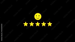 "Animated review stars increase with smooth transition, emoji reaction change animation, feedback rating system, customer satisfaction, online review visualization."