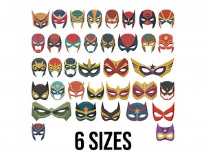 Superhero Mask Set Embroidery Design - Superhero Masks Embroidery Design - Superhero Face Bundle Machine Embroidery Design Files - 6 Sizes - Etsy