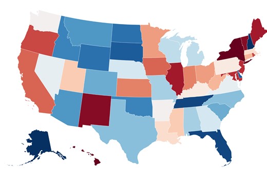 Map shows which states have the highest tax burden