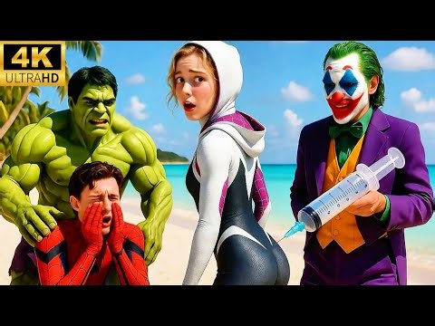 Unexpected Team-Up 💔 A Hilarious Spiderman & Wonder Woman Fight Against Joker and Red Hulk JR