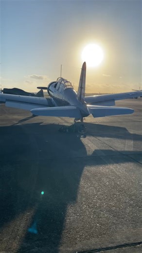 The BT-13 and AT-6 at sunrise at the Wings Over Houston Airshow... what's that in the background? A dive bomber? More like a photobomber, am I right? 🤣 🎥 Hellcat Bombzaway | CAF Houston Wing
