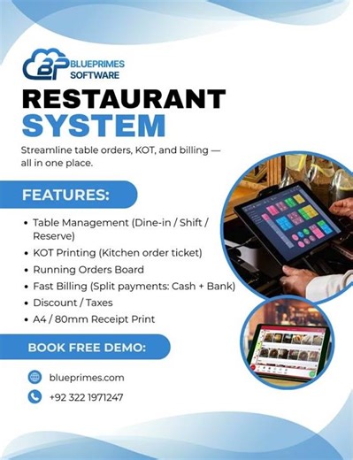 BluePrimes Restaurant System | Fast, Smart & Complete Restaurant Management