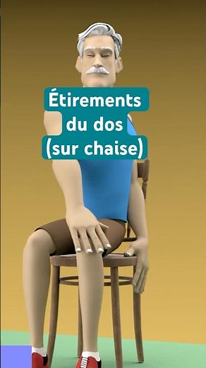 Chair back stretch: torso rotation #healthandwellnessforseniors #motivation #backpain