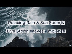 Storm Waves LIVE — Powerful Ocean Hitting Rocky Coast with Rain & Relaxing Sea Ambience