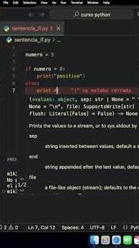 Ejemplo de if...else en python. ¿Número positivo o negativo?
