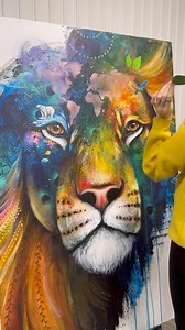 345K views · 14K reactions | My product collection is now online! Here is a large lion that’s available both as a print and as a puzzle 里 Visit my website to see everything  Ma collection de produits est maintenant en ligne! Voici un grand lion qui est à la fois disponible en reproduction et en puzzle 里 Rendez-vous sur mon site pour tout voir ❤️ #colorfulartwork #animalartwork #animalpainting | Alex - Artiste Peintre | Facebook