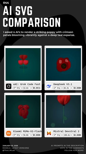 Comparing 4 LLMs Creating the Same Image 🌸✨ | Stylized Poppy Portrait
