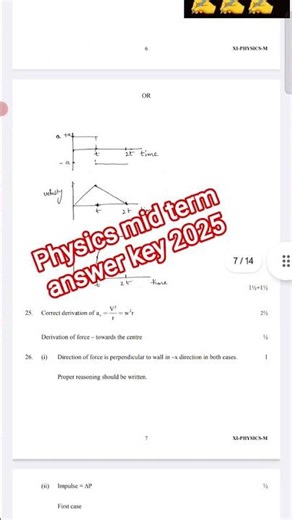 Class 11 physics mid term question paper answer key 2025/physics mid term answer key 2025-26 class11