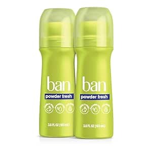 Ban Invisible Roll-on Antiperspirant Deodorant for Women and Men, 24-hour Underarm Odor & Sweat Protection, Powder Fresh, 3.5 Oz, Pack of 2