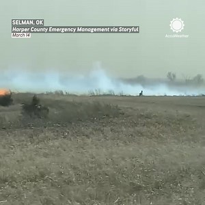 2.2M views · 10K reactions | Deer flee flames as wildfires spread through western Oklahoma on Friday, with video capturing their escape near Selman; fire threats persist with a red flag warning in effect. 歷 | AccuWeather | Facebook