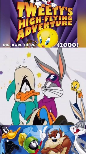 THIS MEANS PODCAST on Instagram: "Today marks the 23rd anniversary since the release of Tweety’s first feature length film, Tweety’s High Flying Adventure (2000). . Produced by Tom Minton and James T. Walker, and written by Tom Minton, Tim and Julie Cahill and directed by James. T. Walker, Karl Toerge Charles Visser, and Kyung Won Lim. Starring Joe Alaskey as Tweety. . This clip shows off Bugs and Daffy’s cameo in the film with some extreme sports action and Daffy flailing down a mountain. . Did
