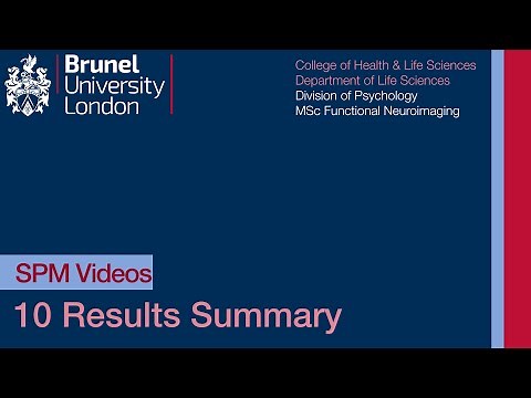 SPM Tutorial 10 - Results Summary