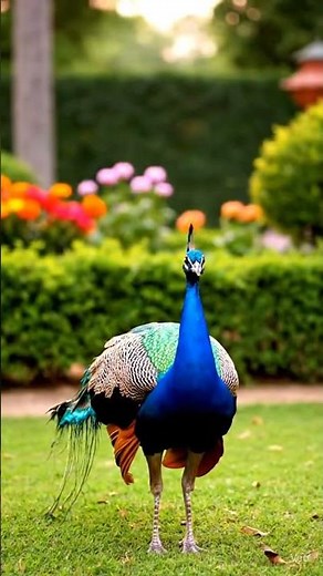 Stunning Indian Peacock Displays Its Colorful Feathers in Full Glory #peacock #india