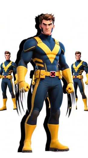 This image is a stylized 3D render of the Marvel Comics character Wolverine in his iconic #shorts #f