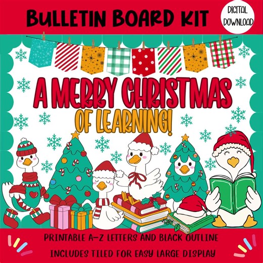 Christmas Learning Bulletin Board Kit | Duck Classroom Decor (digital Download) - Etsy