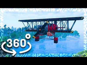 Flying a Scarlet Biplane in Minecraft! ✈️ 360° VR Video Adventure in the Sky!