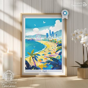 Los Angeles Counted Cross Stitch PDF Pattern Vintage Travel Poster City Cross Stitch Chart Instant Download Pdf Pattern DIY - Etsy