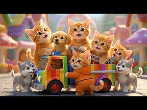 Hành Trình Mèo Con Lái Tàu Điện Đồ Chơi Trong Thành Phố Sắc Màu | Kitty Cat