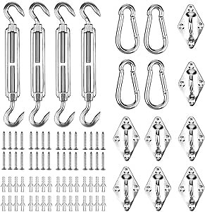 80pcs Shade Sail Hardware Kit 6 Inch for Rectangular Triangular Sun Shade Sail Installation, 304 Stainless Steel Shade Sail Hardware for Garden Courtyard Outdoors