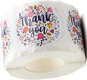 Thank You Stickers Roll of 500-2 inch - Floral Print - Thank You for Your Order Stickers - Personalized Thank You Stickers for Packaging