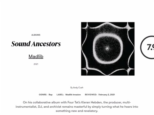 Pitchfork/利布 Madlib (专辑评分 Album Ratings)