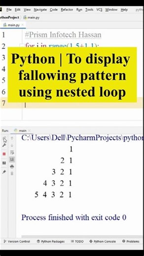 Python | To display fallowing pattern | using nested loop