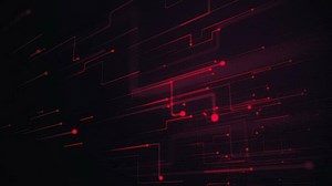 Abstract tech 3D digital circuit board styled background with fast moving digital data streams and nodes. This modern digital network technology motion background is a seamless loop.