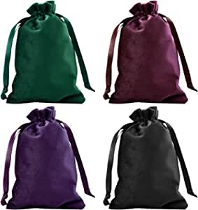 Drawstring Pouch, Velvet Bag 3.5'' x 5.5", Soft Drawstring Cloth, Small Gift Pouch, Jewelry Pouches 4pcs