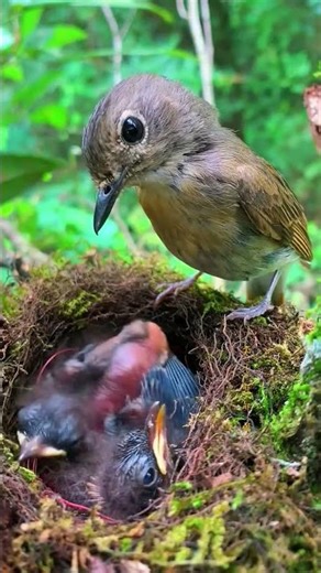 Mother Bird Feeding babies 🐣 #birds #birdnest