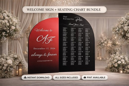 Wedding Welcome Sign & Seating Chart Template Bundle, Editable Wedding Signs, Seating Plan Printable Canva 24x36 33x57 33x66 - Etsy