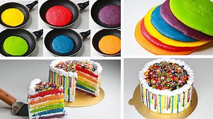 700K views · 5.3K reactions | RAINBOW CAKE IN FRY PAN FULL RECIPE :...
