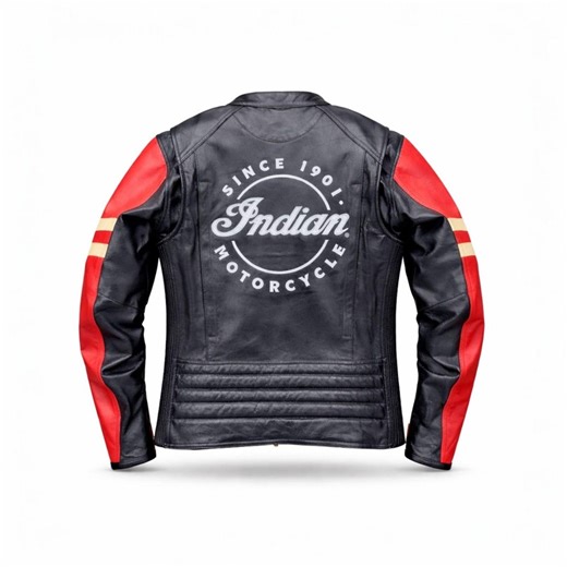 Men’s Indian Motorcycle Jacket – Black Red Leather Racing Biker Jacket – Motorcycle Riding Gear - Etsy