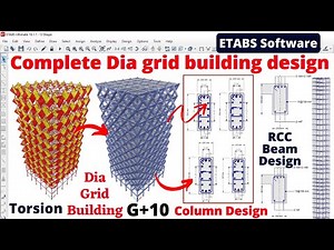 Complete RCC Dia grid building design by ETABS software | civil engineering | structural design |
